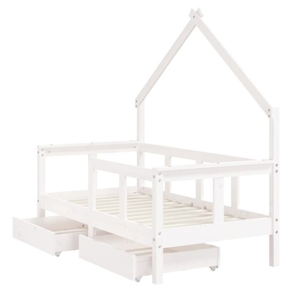vidaXL Giroletto Bambini con Cassetti Bianco 70x140cm Massello di Pino