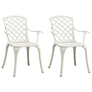 vidaXL Sedie da Giardino 2 pz in Alluminio Pressofuso Bianco