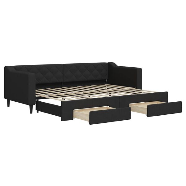 vidaXL Divano Letto Estraibile con Cassetti Nero 80x200 cm in Tessuto