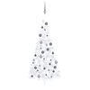 vidaXL Albero di Natale a Met&agrave; Preilluminato con Palline Bianco 240 cm