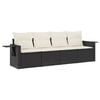vidaXL Set Divani da Giardino 4 pz con Cuscini Nero in Polyrattan