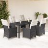 vidaXL Set da Pranzo da Giardino 7 pz Nero con Cuscini in Polyrattan
