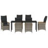 vidaXL Set da Pranzo per Giardino con cuscino 7 pcs Grigio polyrattan