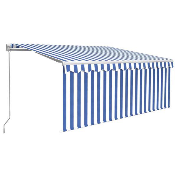 vidaXL Tenda Sole Retrattile Manuale con LED 3x2,5m Blu e Bianco