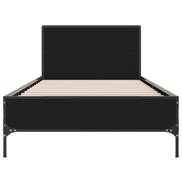 vidaXL Giroletto Nero 90x200 cm in Legno Multistrato e Metallo