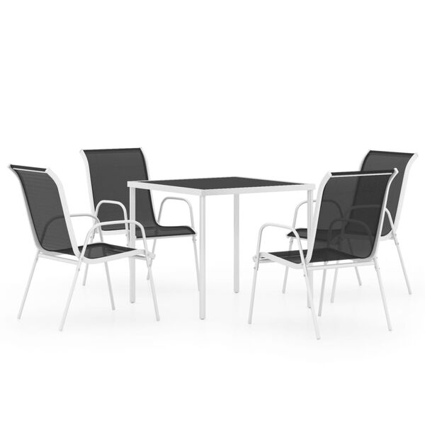 vidaXL Set da Pranzo da Giardino 5 pz in Acciaio Nero