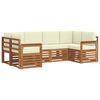 vidaXL Set divano sezionale con cuscino 6 pcs Naturale e Crema