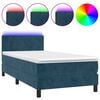 vidaXL Letto a Molle con Materasso e LED Blu Scuro 90x200cm in Velluto