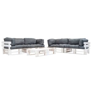 vidaXL Set Divani da Giardino Pallet 6 pz con Cuscini Grigi in Legno