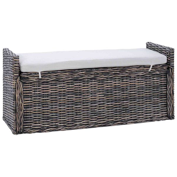 vidaXL Panchina con contenitore Nero Lavato 110 x 40 x 50 cm Rattan