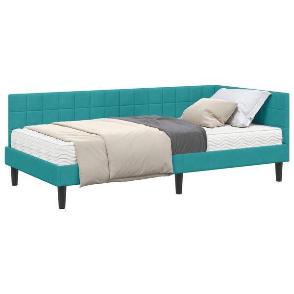 vidaXL Struttura Letto Angolare con Materasso Turchese 90 x 190 cm