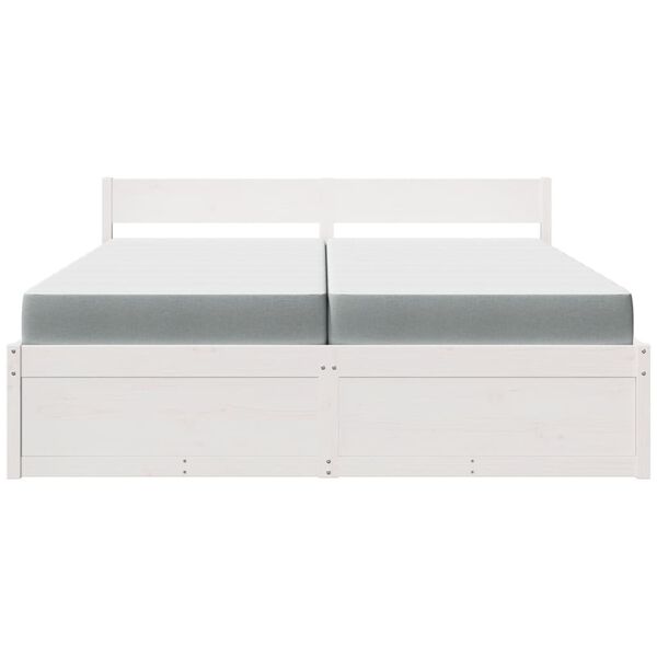 vidaXL Letto Cassetti e Materasso Bianco 200x200cm Legno Massello Pino