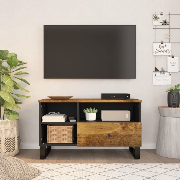 vidaXL Mobile TV 80x33x46cm Legno Massello Mango e Legno Multistrato