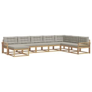 vidaXL Set di divani da esterno 8 pz Bianco e Grigio Chiaro