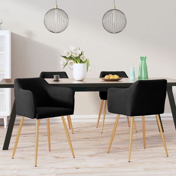 vidaXL Sedie da Pranzo 4 pz Nere in Velluto