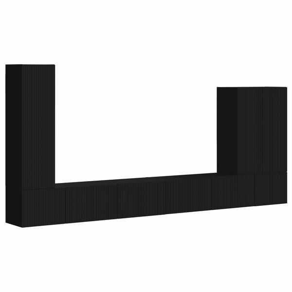 vidaXL Set di Mobiletto da TV a Parete Montaggio a parete 6 pcs Nero