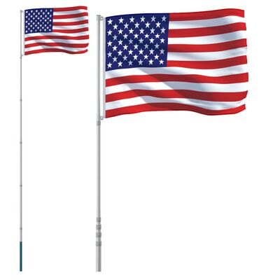vidaXL Asta e Bandiera Stati Uniti 5,55 m Alluminio