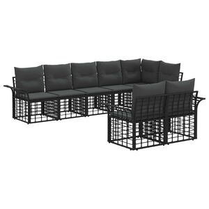 vidaXL Set di divani da esterno 8 pz Nero e Grigio scuro polyrattan