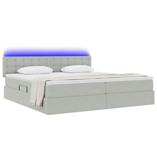 vidaXL Letto con contenitore e LED Grigio chiaro 200 x 200 cm Velluto