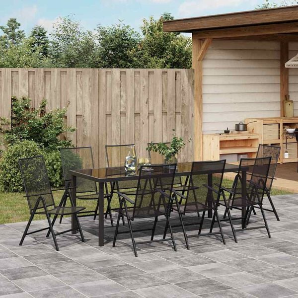vidaXL Set da Pranzo per Giardino 9 pcs Antracite