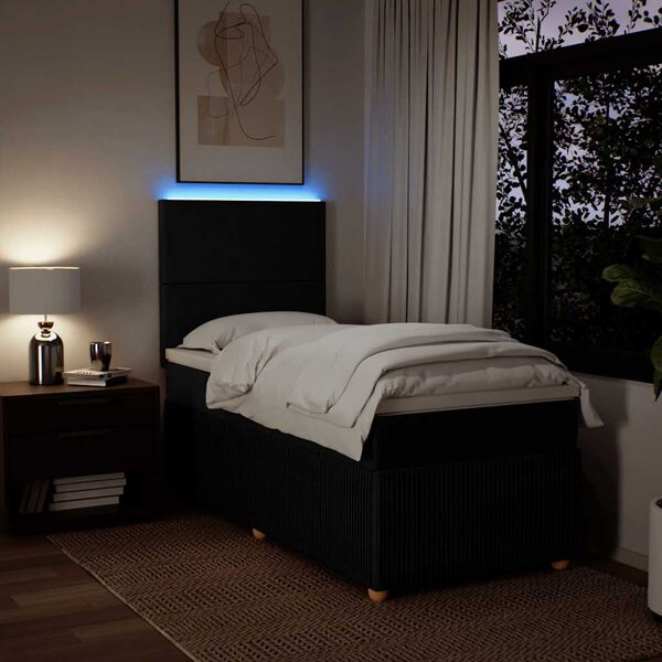 vidaXL Giroletto a Molle con Materasso Nero 100x200 cm in Tessuto