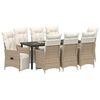 vidaXL Set da Pranzo per Giardino con cuscino 9 pcs Beige polyrattan