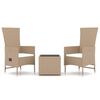 vidaXL Set Mobili da Giardino 3 pz Beige Polyrattan e Acciaio