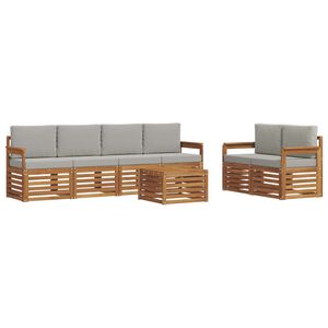 vidaXL Set di divani da esterno 7 pz Naturale e Grigio Chiaro