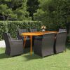 vidaXL Set Mobili da Pranzo per Giardino 7 pz Nero