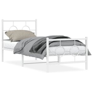vidaXL Giroletto con Testiera e Pediera Metallo Bianco 80x200 cm