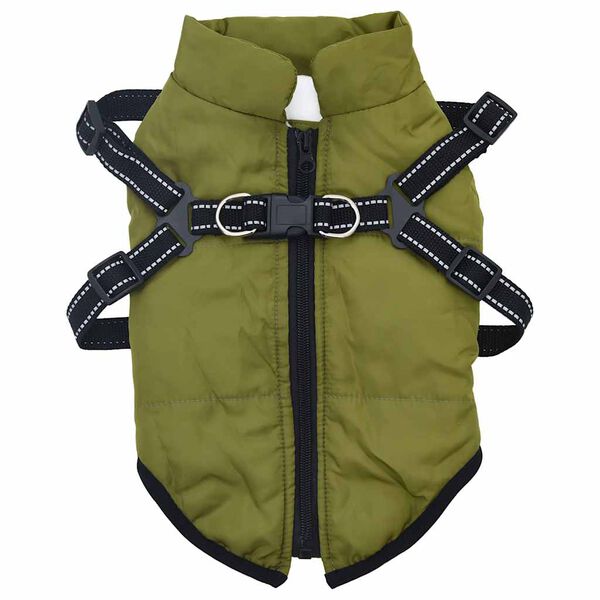 vidaXL Cappotto Cani Imbracatura Impermeabile Riflettente Verde L24