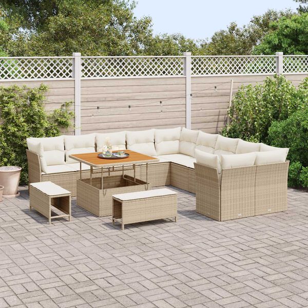 vidaXL Set Divano da Giardino 13 pcs Beige polyrattan