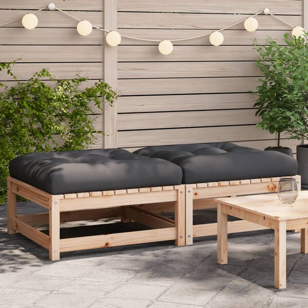 vidaXL Poggiapiedi da Giardino con Cuscini 2 pz Legno Massello di Pino