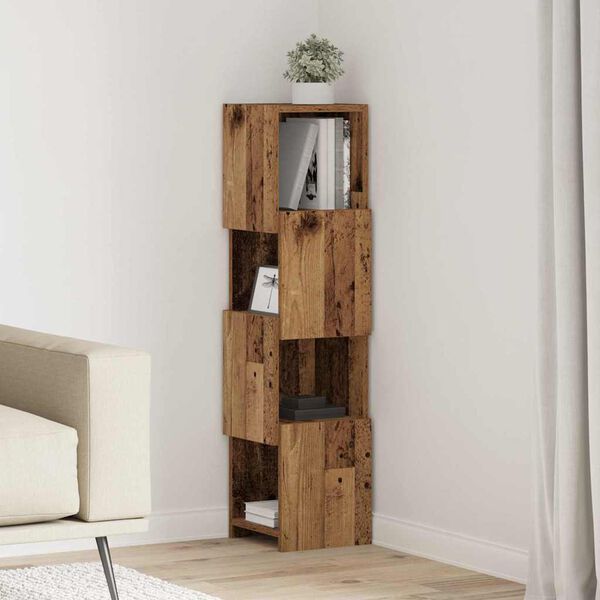 vidaXL Mobile angolare Legno vecchio 25,5x25x102cm Legno multistrato