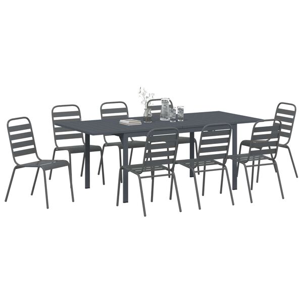 vidaXL Set da Pranzo per Giardino 9 pcs Antracite