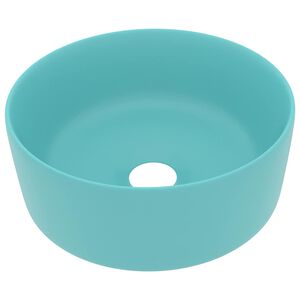 vidaXL Lavandino Lusso Rotondo Verde Chiaro Opaco 40x15 cm in Ceramica