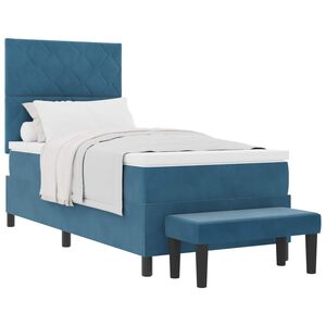 vidaXL Letto a molle con materasso Blu scuro 90 x 190 cm Velluto