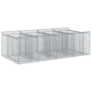 vidaXL Letto rialzato in gabbione 2 pz 200 x 100 x 60 cm Argento