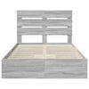 vidaXL Letto con Contenitore con testiera Grigio Sonoma 135 x 190 cm