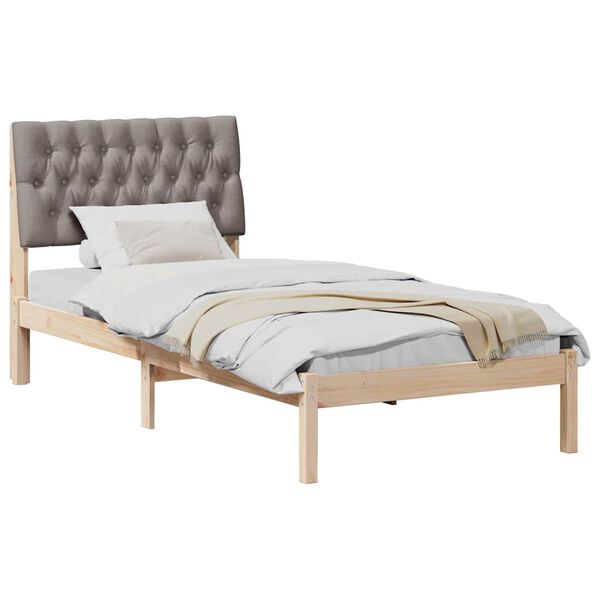vidaXL Letto con Testiera Rivestita con testiera Marrone 90 x 200 cm