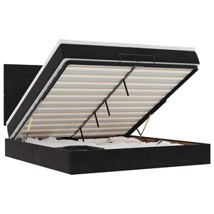 vidaXL Struttura Letto Pouf con Materassi Nero 200x200 cm Velluto