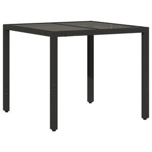 vidaXL Tavolo da Giardino Piano in Vetro Nero 90x90x75 cm Polyrattan
