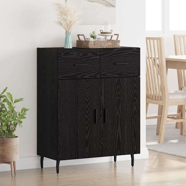 vidaXL Credenza Rovere Nero 69,5 x 34 x 90 cm Legno multistrato