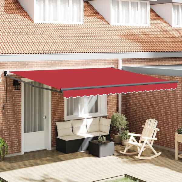 vidaXL Tenda Retrattile Rosso 400 &times; 300 cm Poliestere e Alluminio