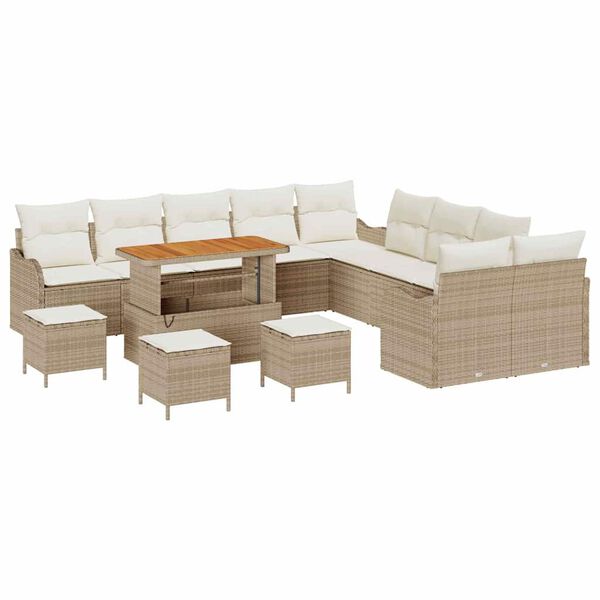 vidaXL Set Divano da Giardino con cuscino 14 pcs Beige e Crema