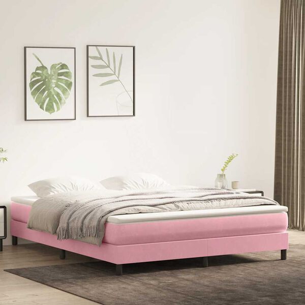 vidaXL Giroletto a Molle senza Materasso Rosa 180x210 cm in Velluto