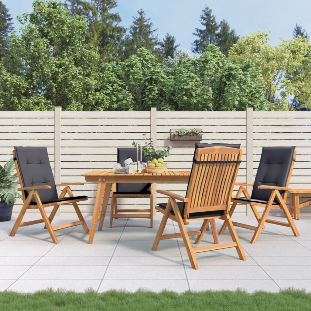 vidaXL Sedie da Giardino Reclinabili con Cuscini 4 pz in Legno di Teak