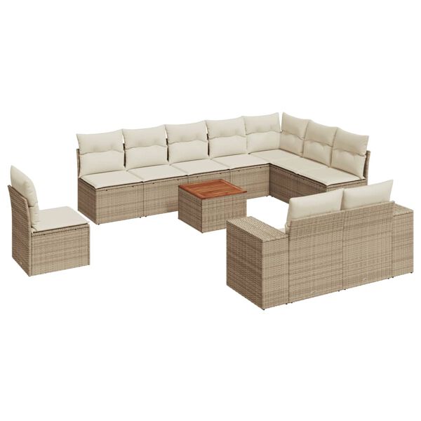 vidaXL Set Divani da Giardino 11 pz con Cuscini Beige in Polyrattan
