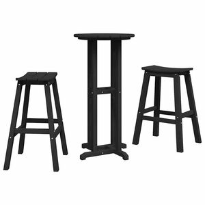 vidaXL Set Bar da Giardino 3 pcs Nero HDPE