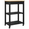 vidaXL Carrello da Cucina Tinta unita Nero 88,5 x 40 x 60 cm